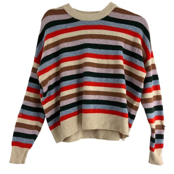 Madewell J.Crew Wool Alpaca Striped Knit Sweater Women's Size S Warm Breathable - Picture 2 of 10